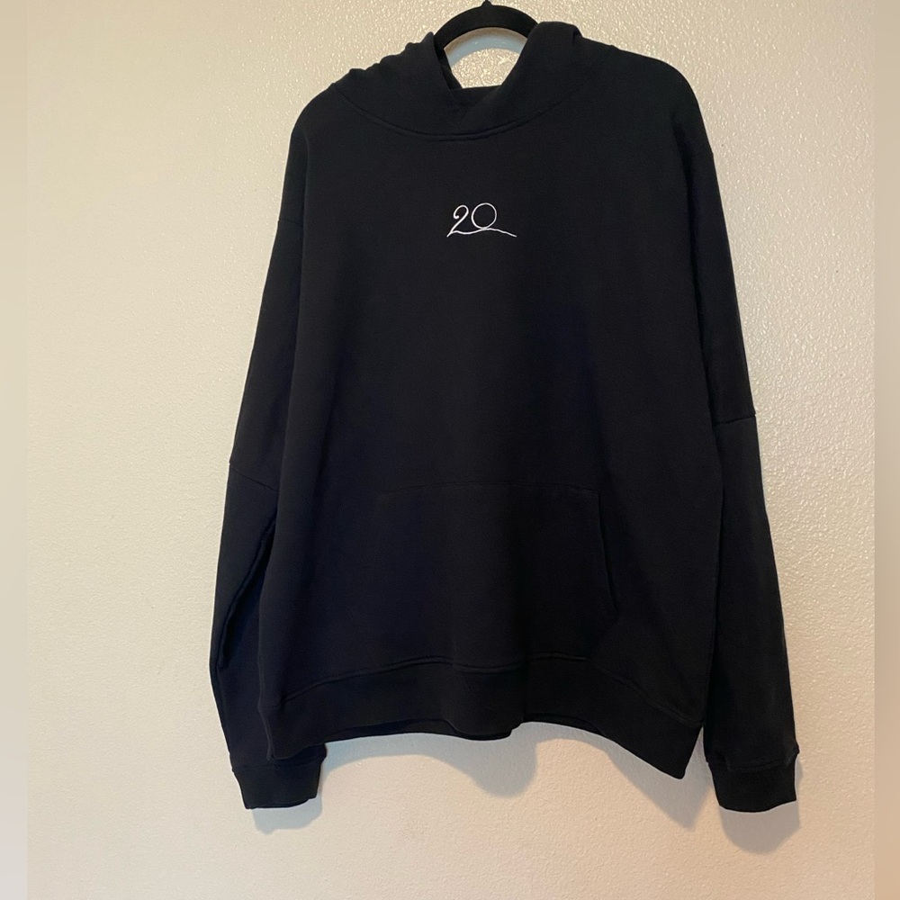 Twenty Men’s Black Hoodie with White Detail Size XL